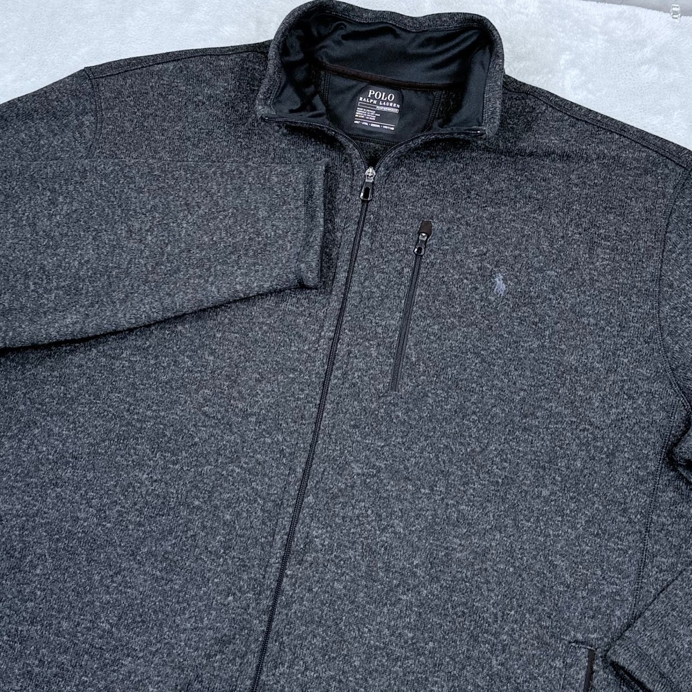 Polo Ralph Lauren Performance Fleece Jacket Mens 4XLT Gray Full Zip Mock Neck